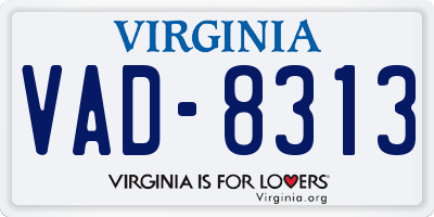 VA license plate VAD8313