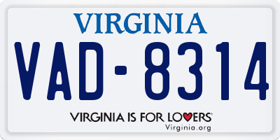 VA license plate VAD8314