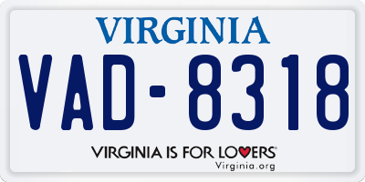 VA license plate VAD8318