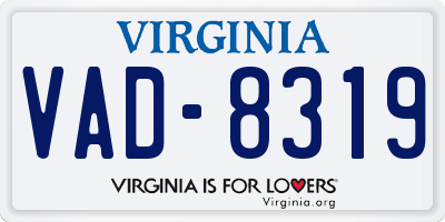 VA license plate VAD8319