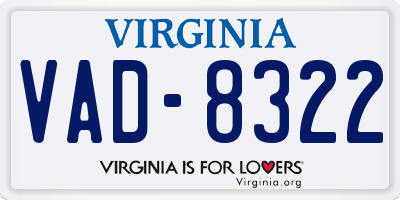 VA license plate VAD8322