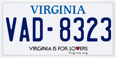 VA license plate VAD8323