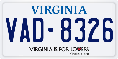 VA license plate VAD8326