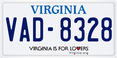 VA license plate VAD8328