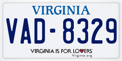 VA license plate VAD8329