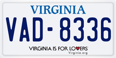 VA license plate VAD8336