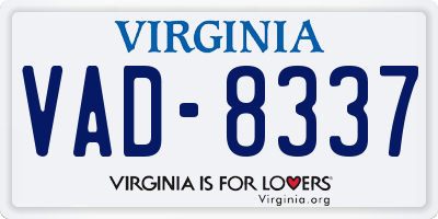 VA license plate VAD8337