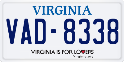 VA license plate VAD8338
