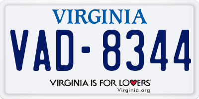 VA license plate VAD8344