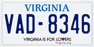 VA license plate VAD8346