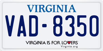 VA license plate VAD8350