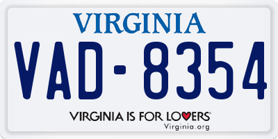 VA license plate VAD8354