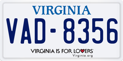 VA license plate VAD8356