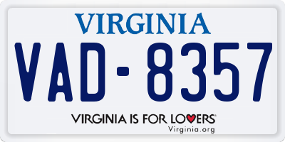 VA license plate VAD8357