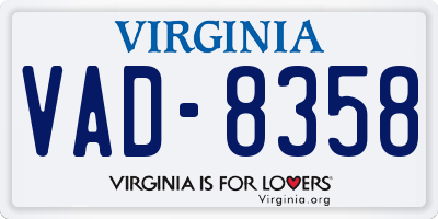 VA license plate VAD8358