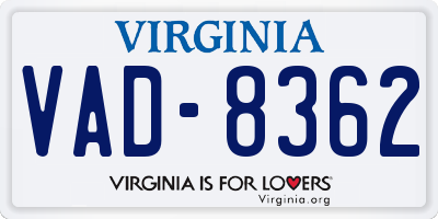 VA license plate VAD8362