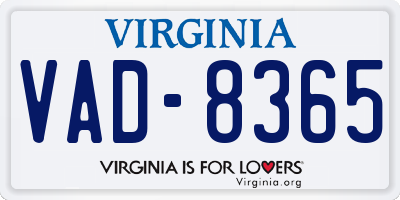 VA license plate VAD8365