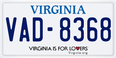 VA license plate VAD8368