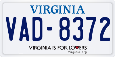 VA license plate VAD8372