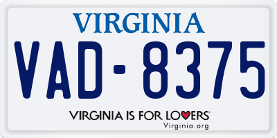 VA license plate VAD8375