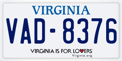 VA license plate VAD8376