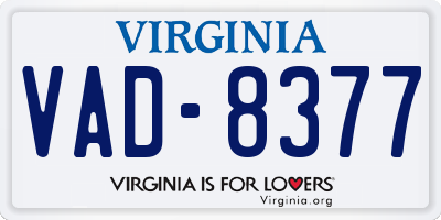 VA license plate VAD8377
