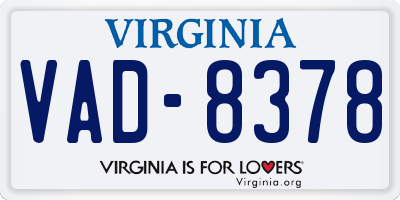 VA license plate VAD8378
