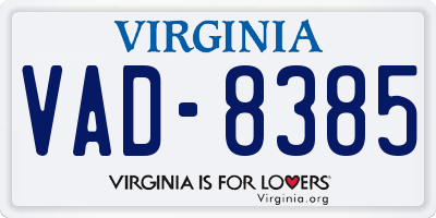 VA license plate VAD8385