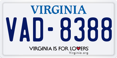 VA license plate VAD8388