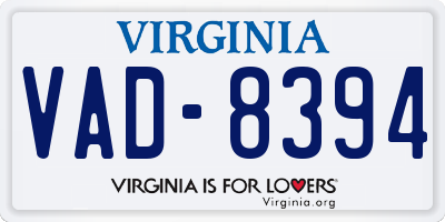 VA license plate VAD8394
