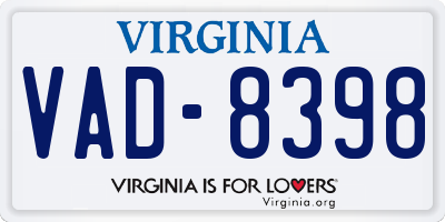VA license plate VAD8398