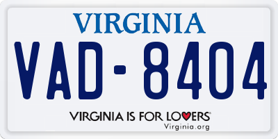 VA license plate VAD8404