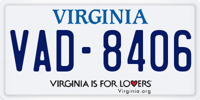 VA license plate VAD8406