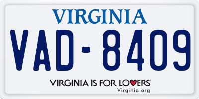 VA license plate VAD8409