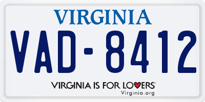 VA license plate VAD8412