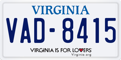 VA license plate VAD8415