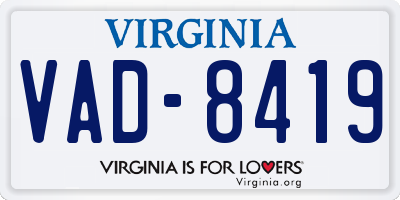 VA license plate VAD8419