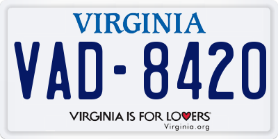 VA license plate VAD8420