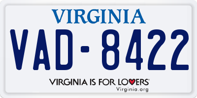 VA license plate VAD8422