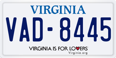 VA license plate VAD8445