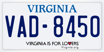 VA license plate VAD8450