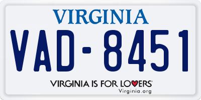 VA license plate VAD8451