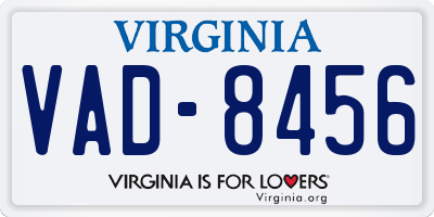 VA license plate VAD8456