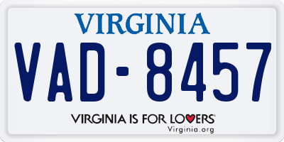 VA license plate VAD8457