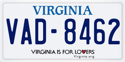 VA license plate VAD8462