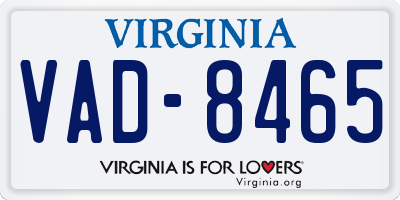 VA license plate VAD8465
