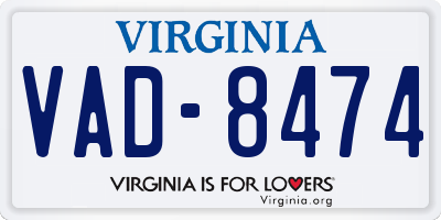 VA license plate VAD8474