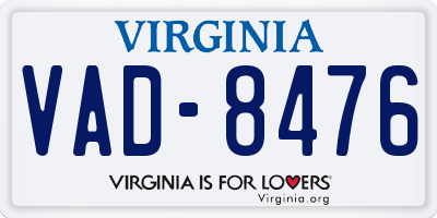 VA license plate VAD8476