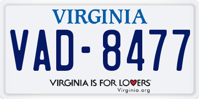 VA license plate VAD8477