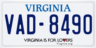 VA license plate VAD8490